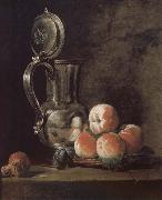 Jean Baptiste Simeon Chardin Metal pot with basket of peaches and plums Spain oil painting reproduction